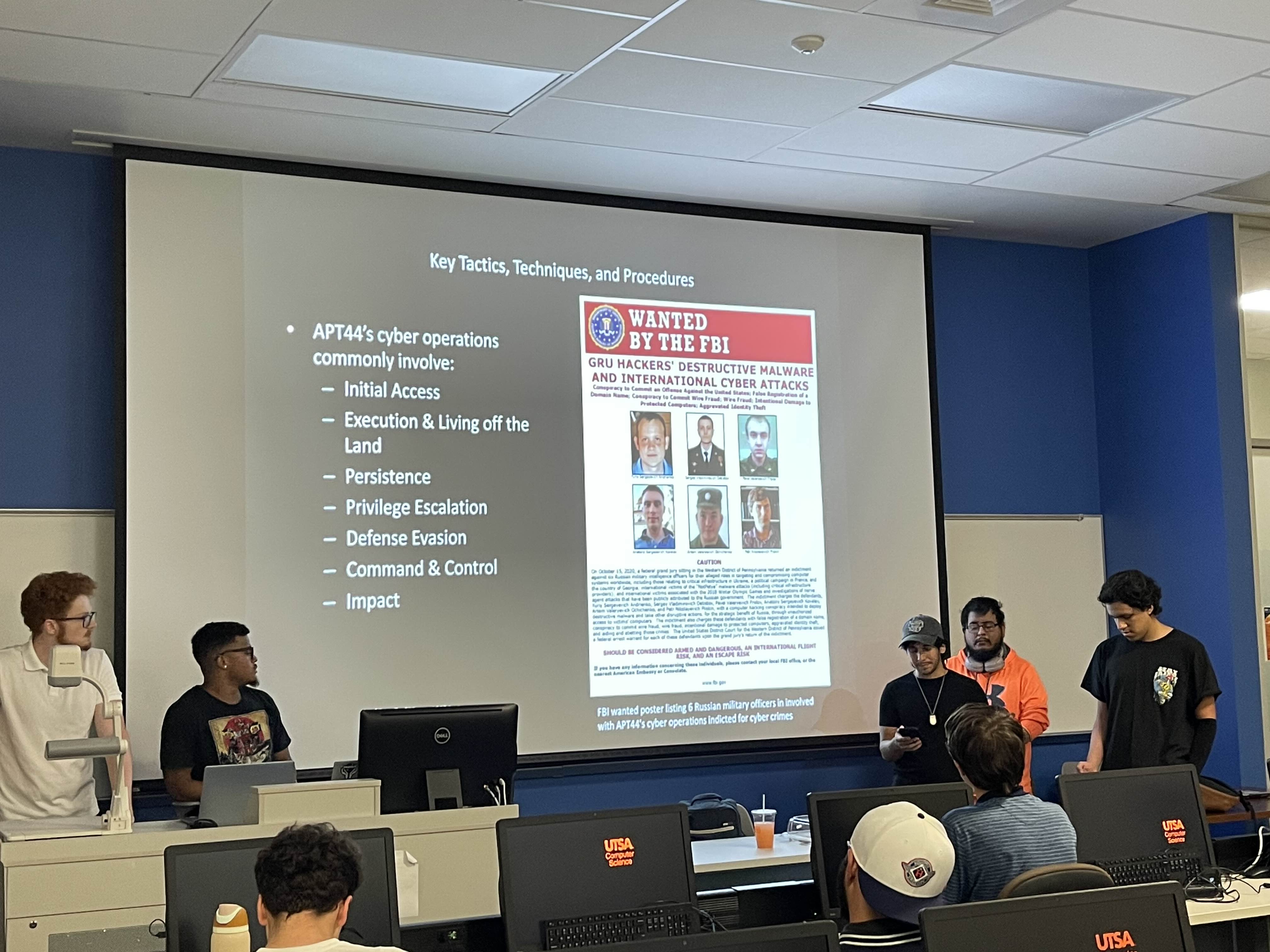 UTSA Cyber Jedis members collaborating in a meeting.